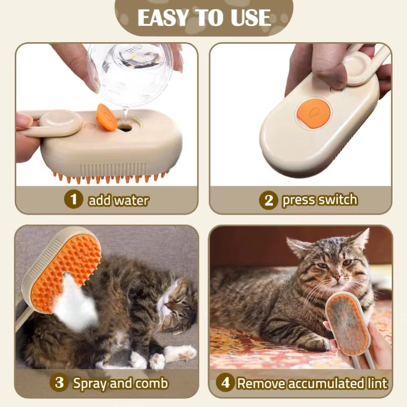 3 in 1 Pet Brush Cat Steam Brush Comb Dog Brush Electric Spray Cat Hair Brushes Massage Pet Grooming Hair Removal Combs